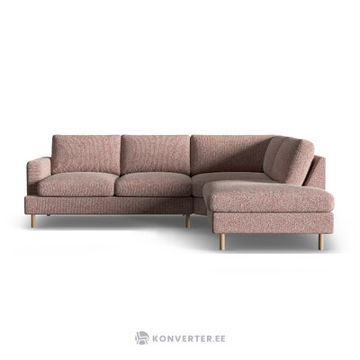 Угловой диван «Алия», розовый меланж, структурированная ткань, правый