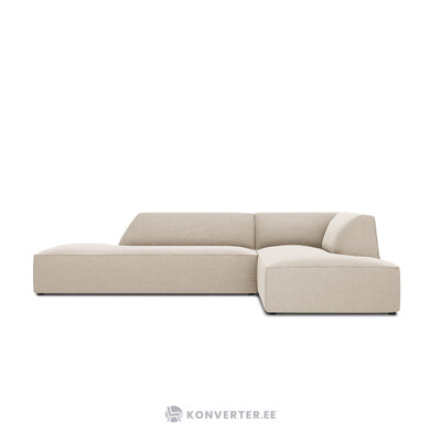 Kampinė sofa rubino (1), 4-vietė (mikadono namų) smėlio spalvos, aksominė, geresnė