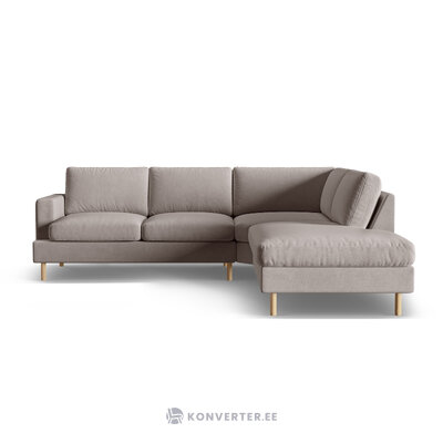 Угловой диван «Алия» бетон, бархат, правый