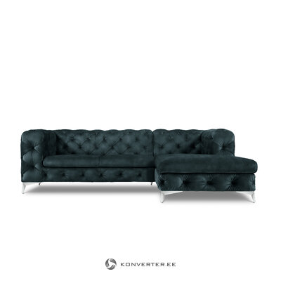 Corner sofa violane, 4-seater (micadoni home) petrol, velvet, silver metal, better