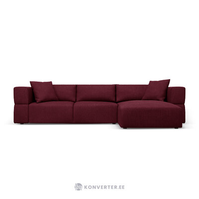 Kampinė sofa &#39;tyra&#39; bordo, struktūrinio audinio, geriau