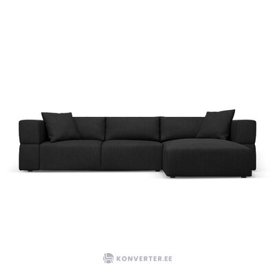 Kampinė sofa &#39;tyra&#39; juoda, struktūrinio audinio, geriau