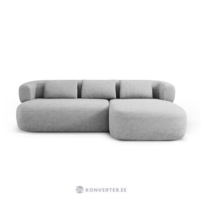 Угловой диван «Дженни», серебристый, шенилл, правый