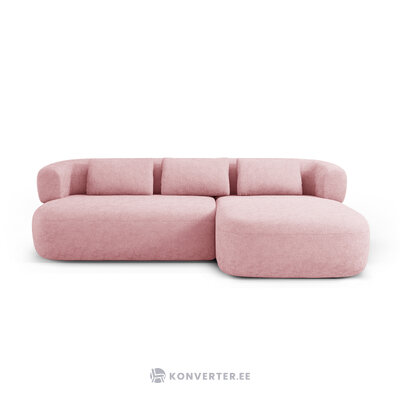 Угловой диван «Дженни» розовый, шенилл, правый