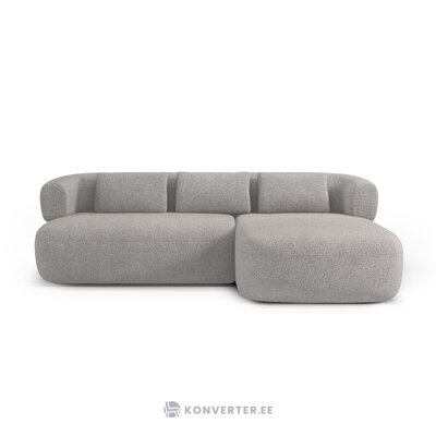 Stūra dīvāns &#39;jenny&#39; gaiši pelēks, buklē audums, labais