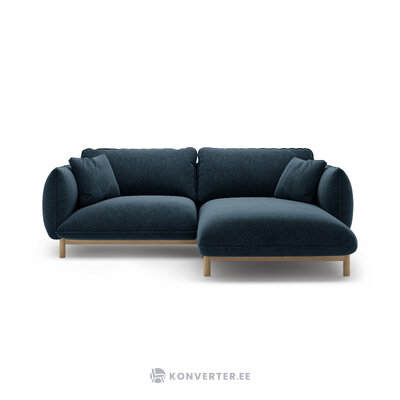 Угловой диван «Ада», темно-синий, структурированная ткань, правый