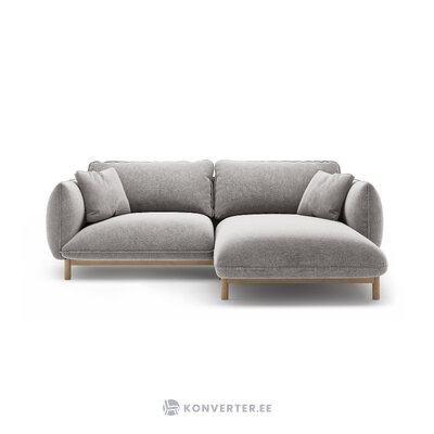 Угловой диван «Ада» светло-серый, структурированная ткань, правый