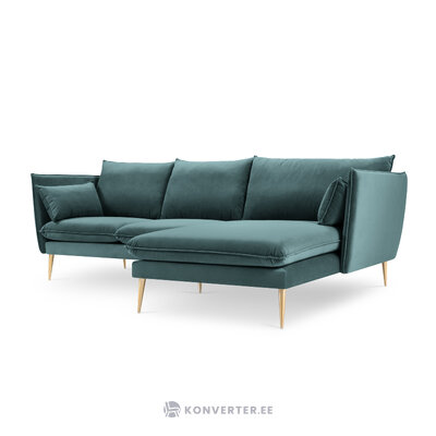 Kampinė sofa agatas, 4 vietų (micadon home) benzinas, aksomas, auksinis metalas, geriau