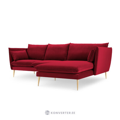 Kampinė sofa agatas, 4-vietė (micadon home) raudona, aksominė, auksinė metalinė, geresnė