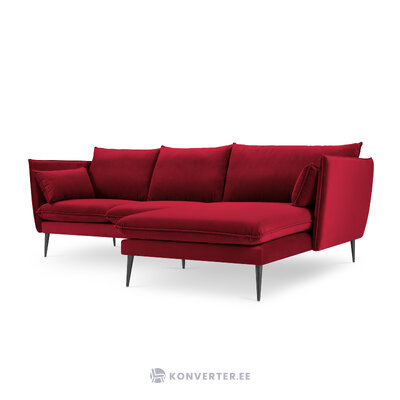 Kampinė sofa agatas, 4-vietė (micadoni home) raudona, aksominė, juodo metalo, geriau