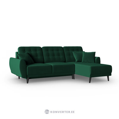 Spinel kampinė sofa, 4 vietų (micadoni home) buteliukas žalias, aksominis, juodo buko medienos, geriau