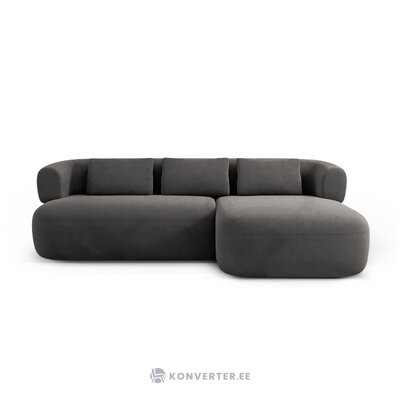 Угловой диван «Дженни» темно-серый, бархат, правый