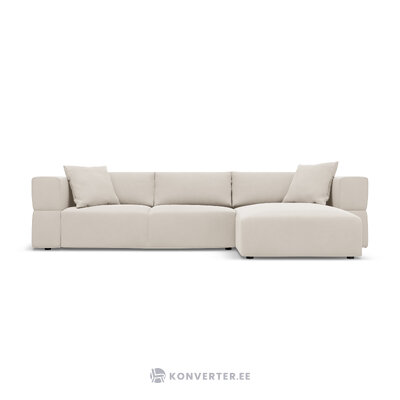 Kampinė sofa &#39;tyra&#39; smėlio spalvos, aksominė, geriau