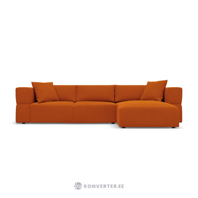 Kampinė sofa &#39;tyra&#39; terakotinė, aksominė, geriau