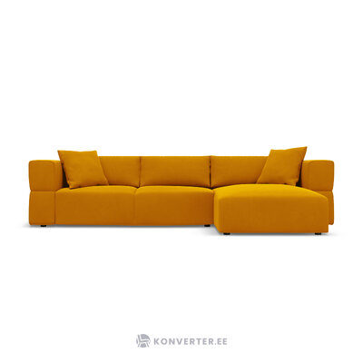 Kampinė sofa &#39;tyra&#39; geltona, aksominė, geresnė