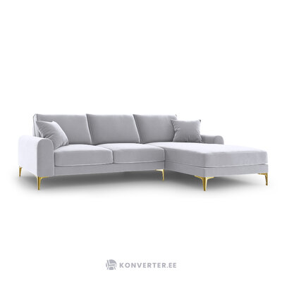 Stūra dīvāns larnīts, 5-vietīgs (micadoni home) sudrabs, samts, zelta metāls, labāk