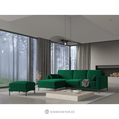 Kampinė sofa nefritas, 4-vietis (micadoni home) buteliukas žalias, aksominis, juodas metalas, geriau