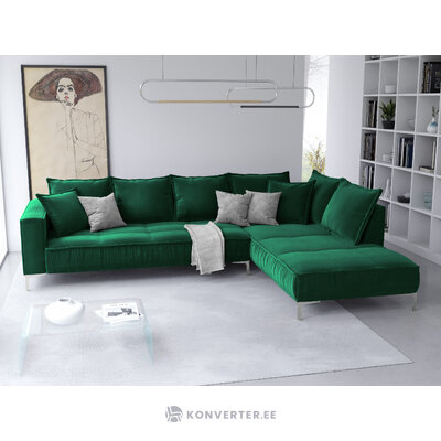 Jardanite stūra dīvāns, 5-vietīgs (micadoni home) pudele zaļš, samts, sudraba metāls, labāk