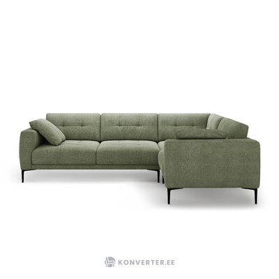Corner sofa 'bemy' dark olive green, structured fabric, right
