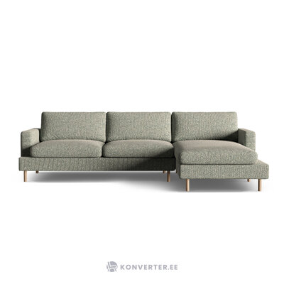 Угловой диван «Алия», мохово-зелёный меланж, структурированная ткань, правый