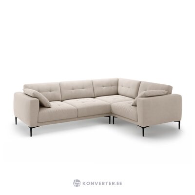 Corner sofa &#39;bemy&#39; beige, velvet, right