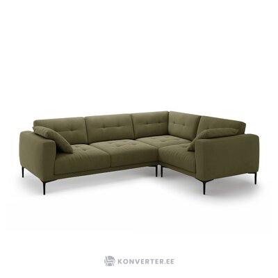 Corner sofa 'bemy' green, velvet, right