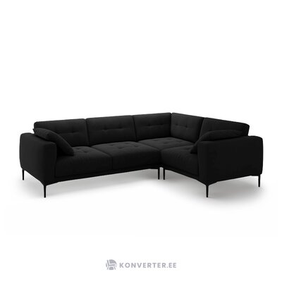 Corner sofa &#39;bemy&#39; black, velvet, right