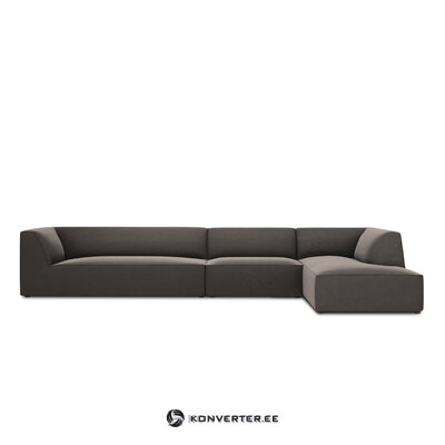 Kampinė sofa rubino, 5-vietė (micadoni home) 366cm tamsiai pilka, aksominė, gera, smulkių kosmetinių defektų