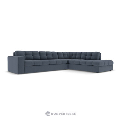 Kampinė sofa (justin) micadon riboto leidimo tamsiai mėlyna, struktūrinio audinio, geriau