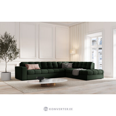 Kampinė sofa (justin) micadon riboto leidimo tamsiai žalia, struktūrinio audinio, geriau