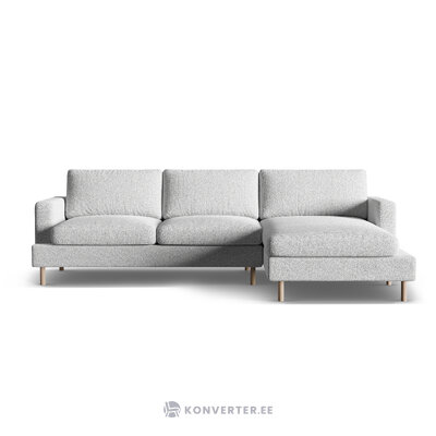 Угловой диван «Алия» светло-серый меланж, структурированная ткань, правый