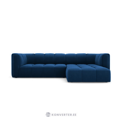 Modular corner sofa &#39;serena&#39; deep blue, velvet, right