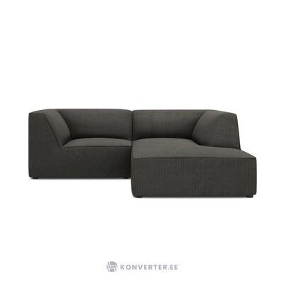 Corner sofa ruby, 3-seater (micadon home), dark gray, velvet, better