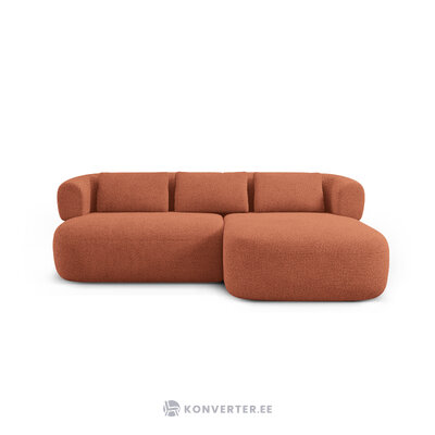 Угловой диван «Дженни» кирпичный, букле, правый