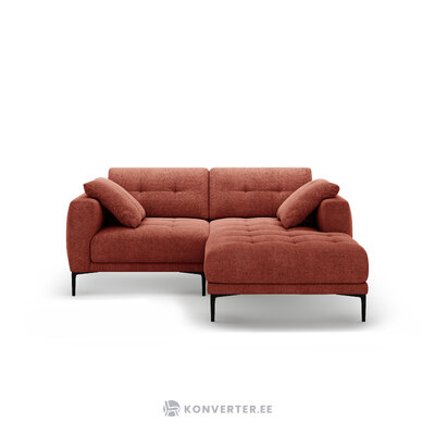 Угловой диван «Бэми» коралловый, структурированная ткань, правый