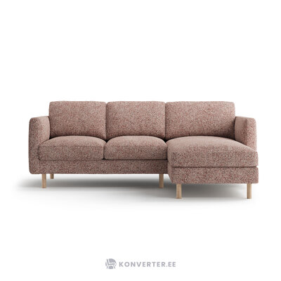 Угловой диван «Эден» розовый меланж, структурированная ткань, правый