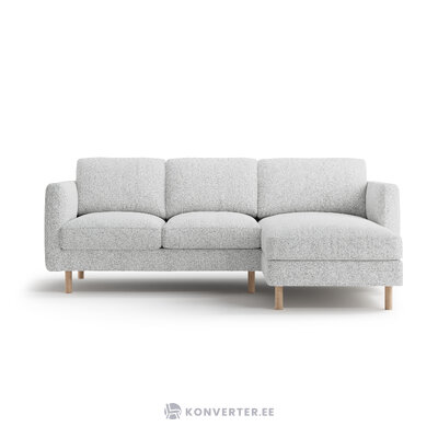 Угловой диван «Эден» светло-серый меланж, структурированная ткань, правый