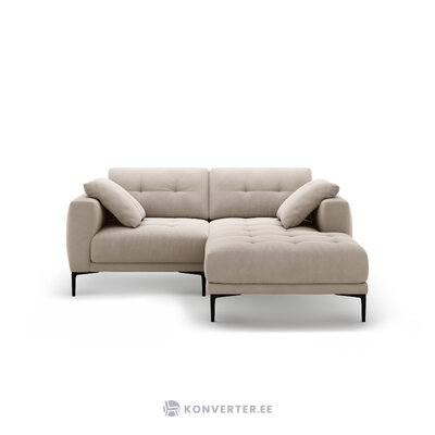 Угловой диван «Бэми» бежевый, бархат, правый