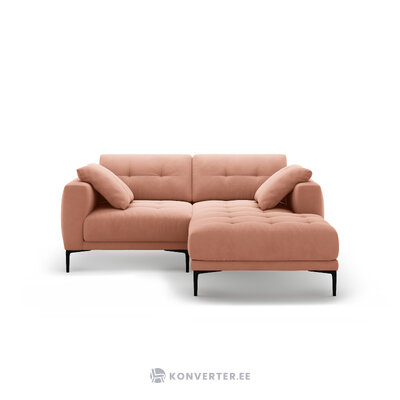 Угловой диван «Бэми» розовый, бархат, правый