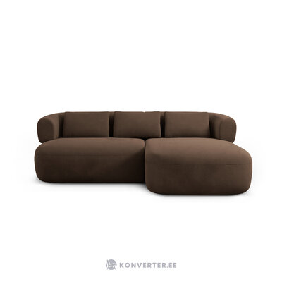 Corner sofa &#39;jenny&#39; chocolate, velvet, right
