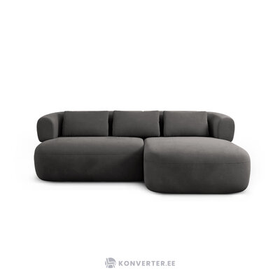 Угловой диван «Дженни» темно-серый, бархат, правый