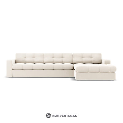 Kampinė sofa (justin) micadon limituoto leidimo šviesiai smėlio spalvos, aksominė, geresnė