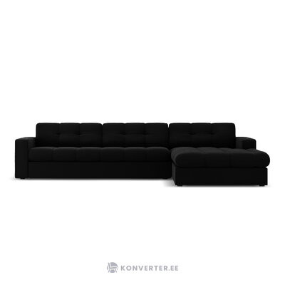 Stūra dīvāns (justin) micadon limitēts izdevums melns, samts, labāks