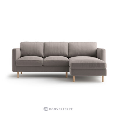 Corner sofa &#39;eden&#39; concrete, velvet, right
