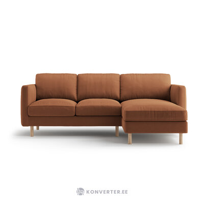 Corner sofa &#39;eden&#39; honey, velvet, right