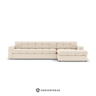 Kampinė sofa (justin) micadon limituoto leidimo šviesiai smėlio spalvos, struktūrinio audinio, geriau