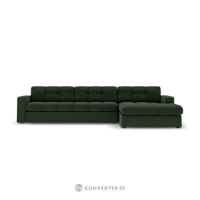 Stūra dīvāns (justin) micadon limitēts tumši zaļš, strukturēts audums, labāks