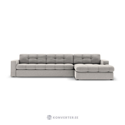 Kampinė sofa (justin) micadon limituoto leidimo šviesiai pilka, struktūrinio audinio, geriau