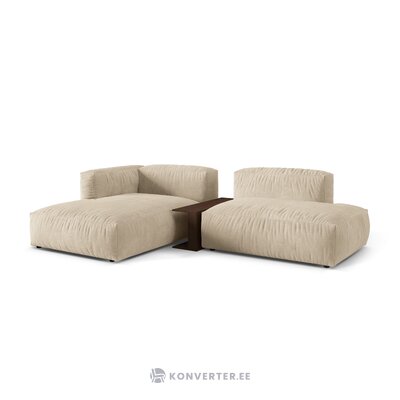 Corner sofa (martina) light beige, velvet, left