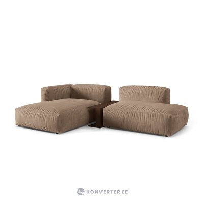 Corner sofa (martina) dark beige, velvet, left